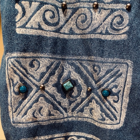 🌟3xHP🌟Embellished Denim Shirt With Boho Vibe 14P - Picture 6 of 8
